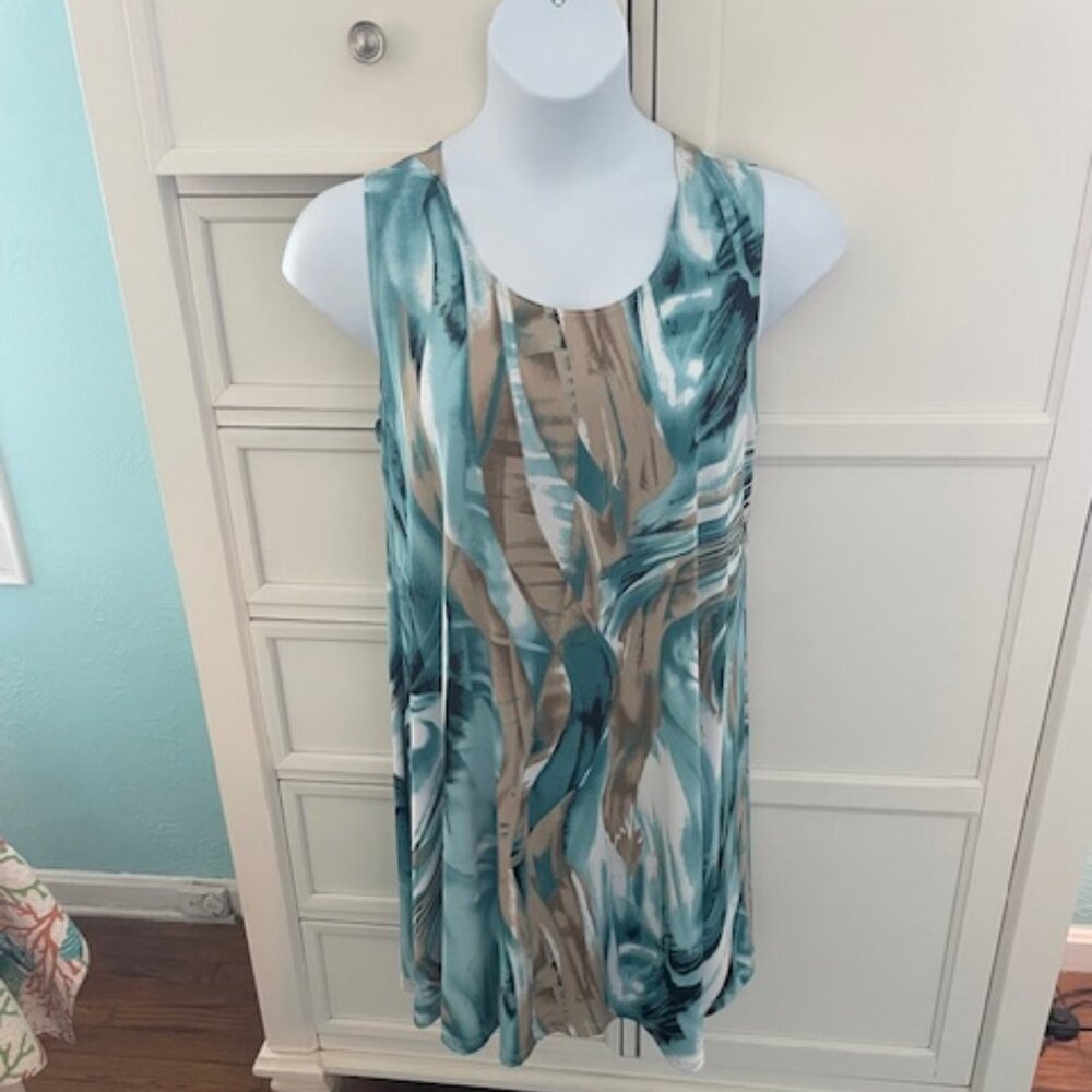 Aqua/Tan Summer Shift dress XL/XXL